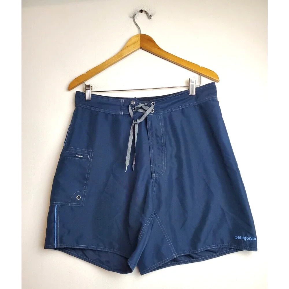 Patagonia Swim Trunks Mens‎ 34 Blue Board Shorts Pocket Surfing Swimwear